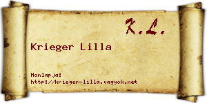 Krieger Lilla névjegykártya